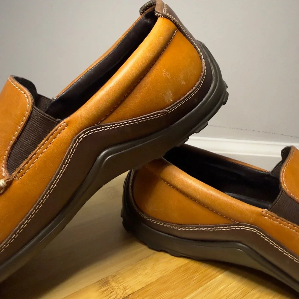 Cole Haan Mens Tan Brown Leather Slip On Driving Loafers Moc Toe‎ Shoes